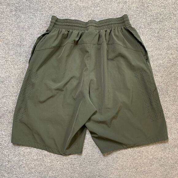 Adidas Shorts Mens M Forest Green Drawstring Elastic Waist Band Pockets Training - Picture 10 of 12